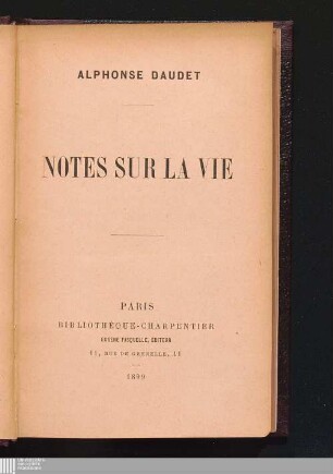 Notes sur la vie
