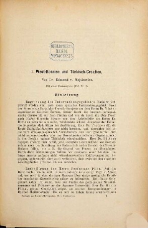 Grundlinien der Geologie von Bosnien-Hercegovina : Erläuterungen zur geologischen Übersichtskarte dieser Länder ; hiezu die geologische Uebersichtskarte von Bosnien-Hercegovina im Farbendruck