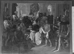 Gemäldezyklus zur Geschichte der Wittelsbacher: Herzog Albrecht III. von Bayern schlägt die Krone von Böhmen aus im Jahre 1440