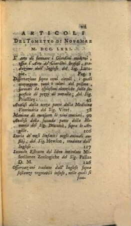 Osservazioni spettanti alla fisica, alla storia naturale ed alle arti. 1771, Nov.