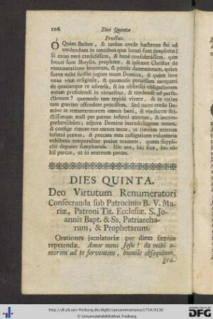 Dies Quinta.