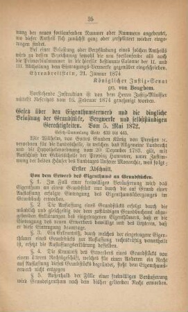 Gesetz über den Eigenthumserwerb und die dingliche Belastung der Grundstücke, Bergwerke und selbstständigen Gerechtigkeiten