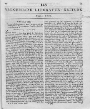 Rosenkranz, K.: Encyklopädie der theologischen Wissenschaften. Halle: Schwetschke 1831 (Fortsetzung von Nr. 147)