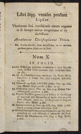 Num. X. In Folio. - In Octavo.