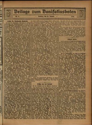 Zweite Ausgabe vom Sonntag, den 16. Januar 1916.
