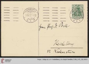 Karte von Aby Moritz Warburg an Franz Boll