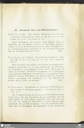 30. Galvanische Mess- und Hülfsinstrumente