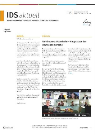 IDS aktuell. Neues aus dem Leibniz-Institut für Deutsche Sprache in Mannheim. Jg. 2021, Heft 3