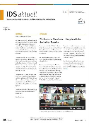 IDS aktuell. Neues aus dem Leibniz-Institut für Deutsche Sprache in Mannheim. Jg. 2021, Heft 3