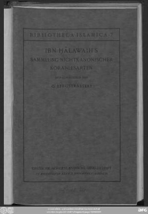 Muḫtaṣar fī šawāḏḏ al-Qurʾān min kitāb al-Badīʿ li-Ibn-Ḫālawaih