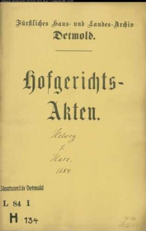 Helweg, Joh. Hermann zu Heidenoldendorf gegen Simon Hase zu Lage - Schuldforderung