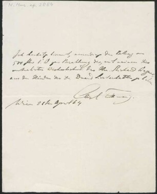 Eigenhändiges Schriftstück : 28.04.1864 : 28.04.1864