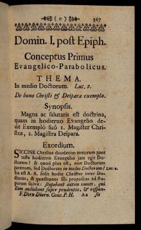 367-377, Conceptus Primus Evangelico-Parabolicus.