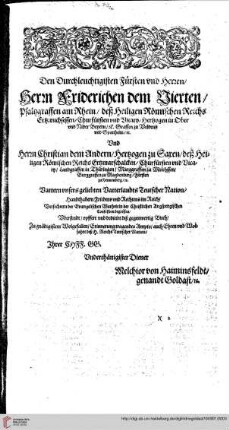 Widmung und Vorrede