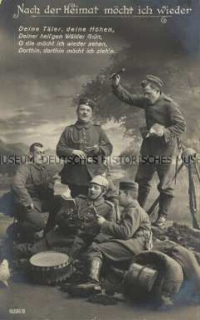 Singende Soldaten, mit Vers