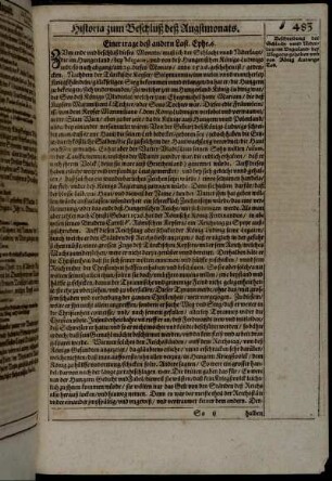 Historia zum Beschluß des Augustmonats.