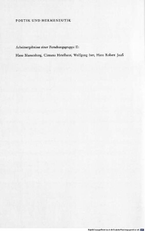 Immanente Ästhetik, ästhetische Reflexion : Lyrik als Paradigma der Moderne ; Kolloquium Köln 1964 ; Vorlagen und Verhandlungen