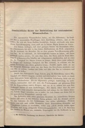 Geschichtliche Skizze der Entwicklung der anatomischen Wissenschaften.