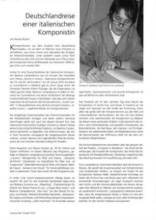 Deutschlandreise einer italienischen Komponistin : [Beatrice Campodonico]