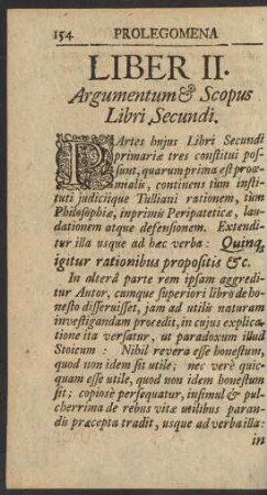 Liber II. Argumentum & Scopus Libri Secundi.