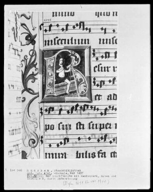 Graduale aus dem Augustinerchorherrenstift — Initiale R (esurrectus) mit Auferstehung Christi, Folio 80recto