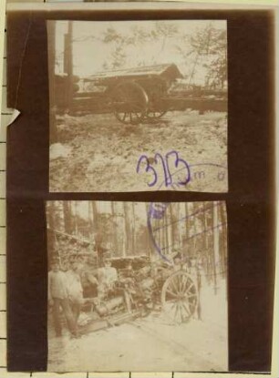 Foto eines Geschützes mit Dach und eines Trupps mit Geschütz