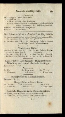 Die Fürstenthümer Ansbach u. Bayreuth