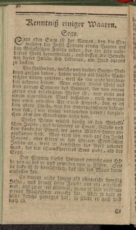 Kenntniß einiger Waaren.