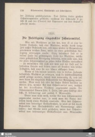XXIII. Die Beseitigung eingedickter Schmiermittel