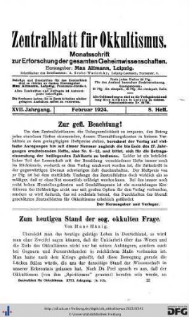 8. Heft (Feb. 1924)