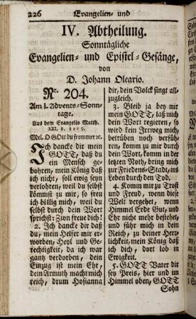IV. Abtheilung. Sonntägliche Evangelien- und Epistel-Gesänge,[...]