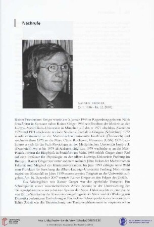 Rainer Greger (3.1.1946 - 16.12.2007)
