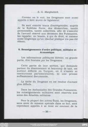 9. Renseignements d'ordre politique, militaire et économique