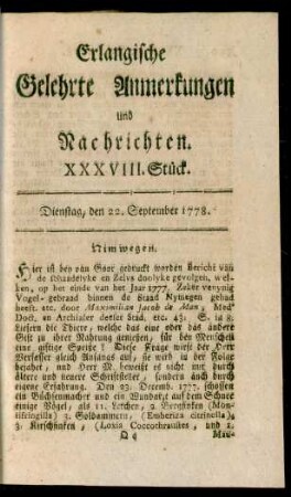 XXXVIII. Stück