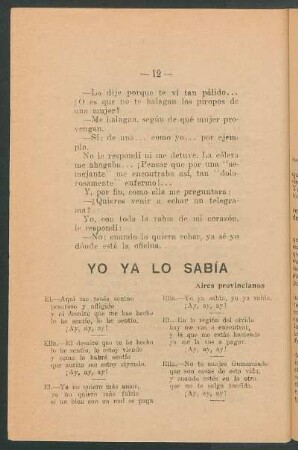 Yo ya lo sabía : Aires provincianos