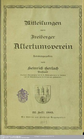 22/26.1885/86: Mitteilungen des Freiberger Altertumsvereins