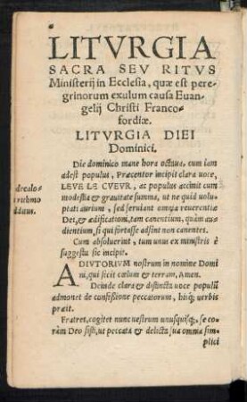 Liturgia Diei Dominici.