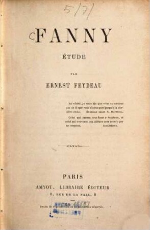 Fanny : Étude par Ernest Feydeau
