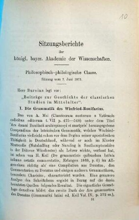 Beiträge zur Geschichte der classischen Studien im Mittelalter