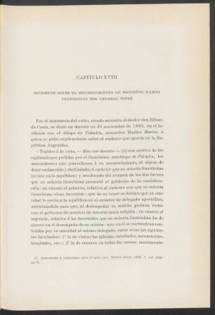 Capítulo XVIII - Incidente sobre el reconocimiento de Monseñor Marini presidencia del General Mitre