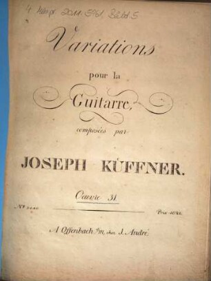 Variations : pour la guitarre ; op. 31