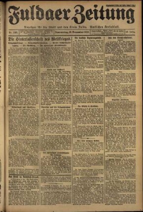 Erste Ausgabe vom Donnerstag, den 10. Dezember 1925.