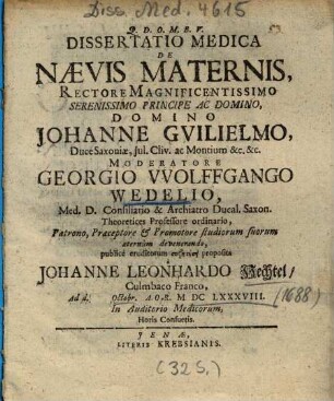 Dissertatio Medica De Naevis Maternis