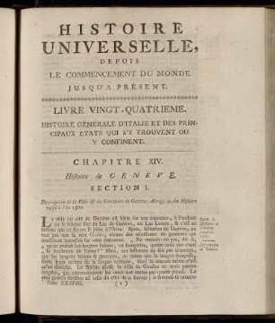 Chapitre XIV. Histoire de Genève.