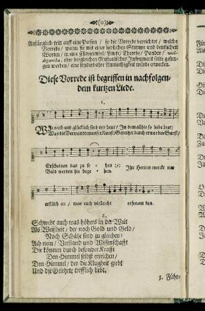 Diese Vorrede ist begriffen in nachfolgendem kurtzen Liede