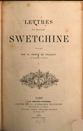 Lettres de Madame Swetchine, 1