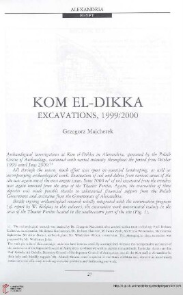 12: Kom el-Dikka : excavations, 1999/2000