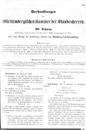 29. Sitzung, Stuttgart, 18.12.1896