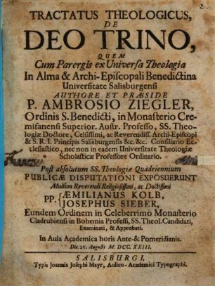 Tractatus theol. de Deo trino