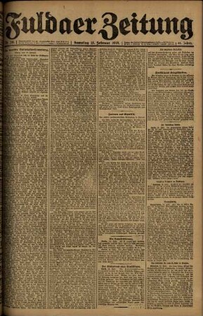 Erste Ausgabe vom Samstag, den 15. Februar 1919.